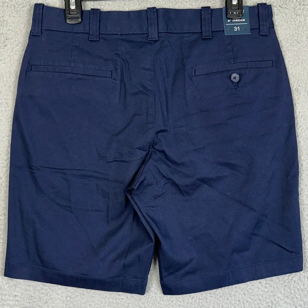 NEW J Crew Shorts Mens 31X9 Navy Blue Khaki Chino Stretch Flat Front Pockets